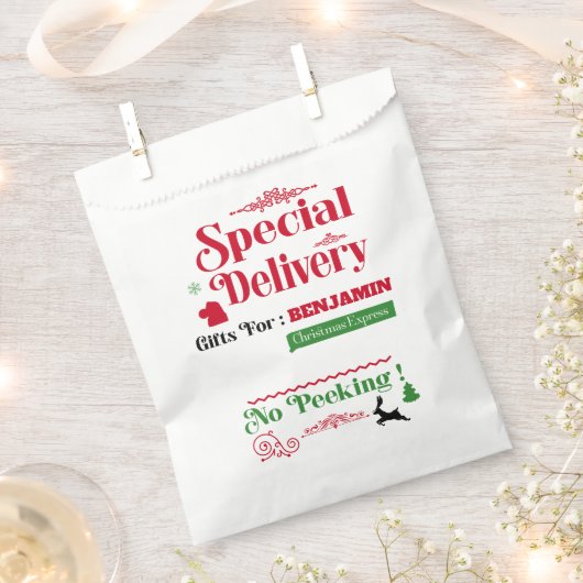 Red Santa Sack North Pole Lieferung Frohe Weihnach Geschenktütchen (Ausgeschnitten)