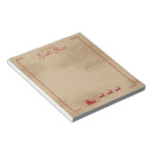 Red Santa Sleigh auf Imitaten Alte Papiere sehen a Notizblock (angewinkelt)