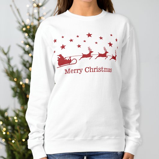 Red Santa Sleigh mit Hirsch & fröhlicher Weihnacht Sweatshirt