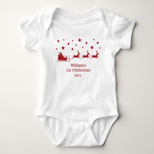 Red Santa Sleigh My First Christmas & Individuelle Baby Strampler (Vorderseite)