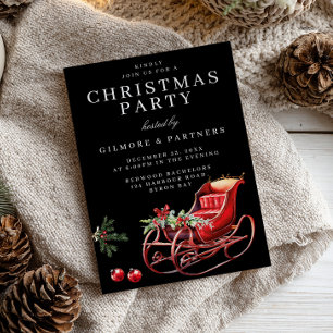 Red Santa Sleigh Office Weihnachts-Party Einladung