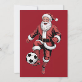 Red Santa Soccer Player Fun Weihnachtskarte Feiertagskarte