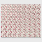 Red Santa Toile Wrapping Paper Vintage Geschenkpapier (Flach)