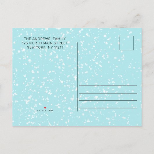 Red Santa Van Reindeer Dog Snow Weihnachtswerk Ankündigungspostkarte (Rückseite)