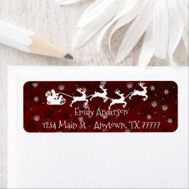 Red Santa's Sleigh and Rentier Address Label