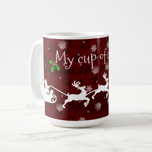 Red Santa's Sleigh and Rentier Coffee Tasse (Vorderseite Links)
