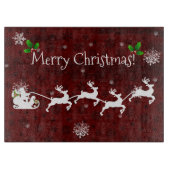 Red Santa's Sleigh and Rentier Cutting Board Schneidebrett (Vorderseite)