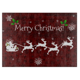 Red Santa's Sleigh and Rentier Cutting Board Schneidebrett
