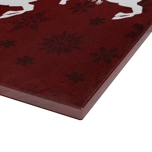 Red Santa's Sleigh and Rentier Cutting Board Schneidebrett (Ecke)