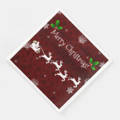 Red Santa's Sleigh and Rentier Paper Napkin Serviette (Ecke)