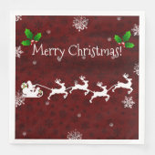 Red Santa's Sleigh and Rentier Paper Napkin Serviette (Vorderseite)
