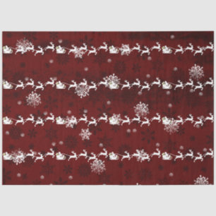 Red Santa's Sleigh and Rentier Tissue Paper Seidenpapier