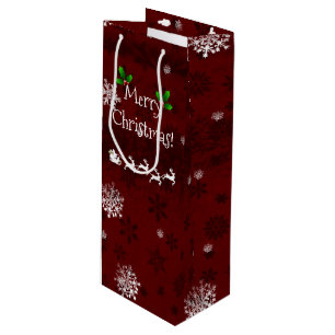 Red Santa's Sleigh and Rentier Wine Gift Bag Geschenktüte Für Weinflaschen