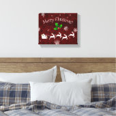 Red Santa's Sleigh und Rentier Canvas Print Leinwanddruck (Insitu (Schlafzimmer))