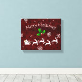 Red Santa's Sleigh und Rentier Canvas Print Leinwanddruck (Insitu (Holzboden))