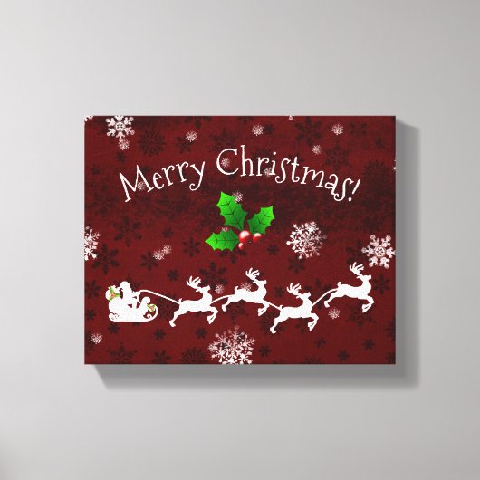 Red Santa's Sleigh und Rentier Canvas Print Leinwanddruck (Vorderseite)