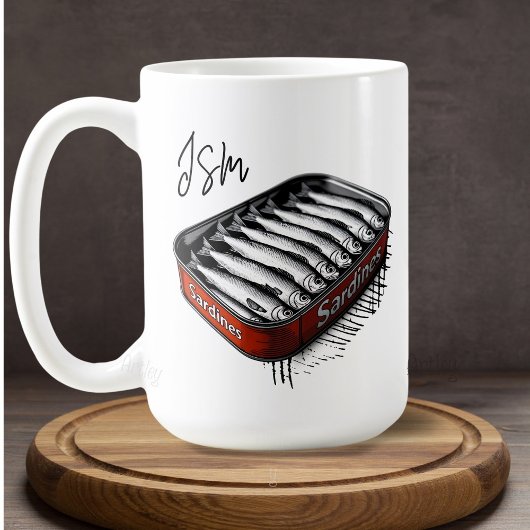 Red Sardine Art Tin Custom Monogram Name Kaffeetasse