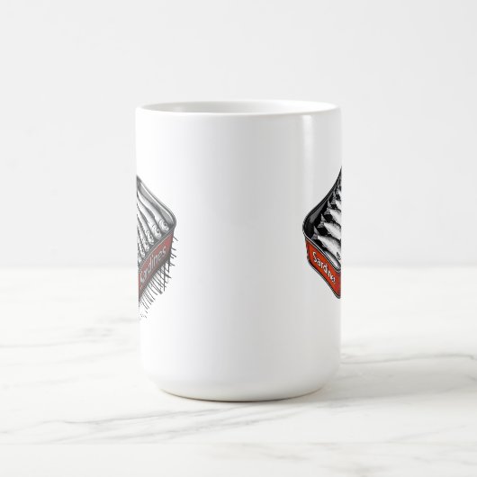 Red Sardine Art Tin Custom Monogram Name Kaffeetasse (Mittel)