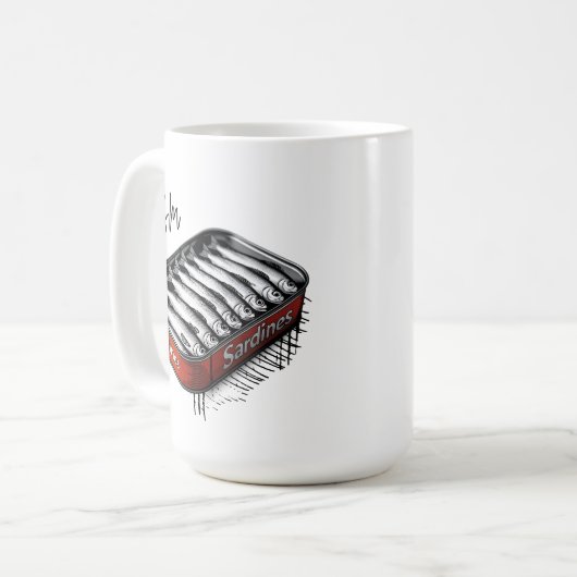 Red Sardine Art Tin Custom Monogram Name Kaffeetasse (Vorderseite Links)