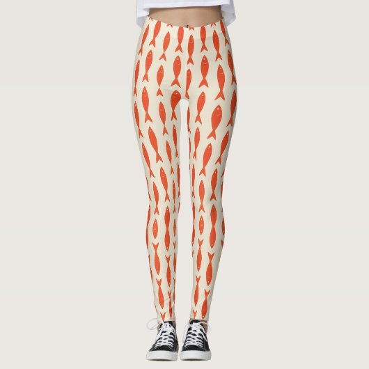 Red Sardines Fish Summer Leggings (Vorderseite)