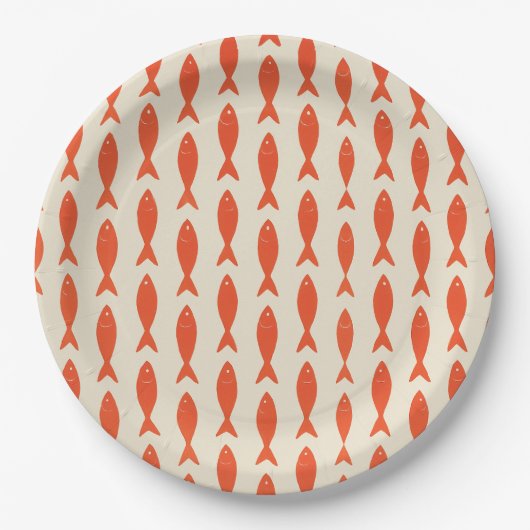 Red Sardines Fish Summer Pappteller (Vorderseite)