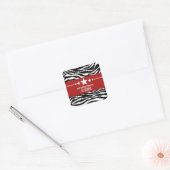 Red Sassy Star Zebra Buchzeichen Stickers (Umschlag)