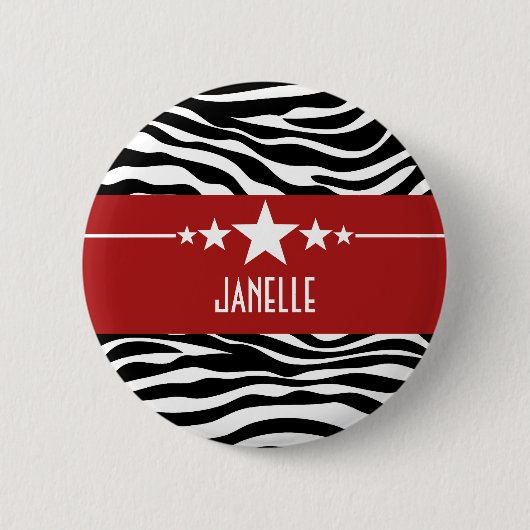 Red Sassy Star Zebra Button (Vorderseite)