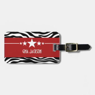 Red Sassy Star Zebra Gepäckmarke Gepäckanhänger