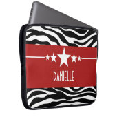Red Sassy Star Zebra Laptop Sleeve (Vorne Rechts)