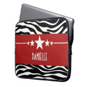 Red Sassy Star Zebra Laptop Sleeve (Vorderseite Links)