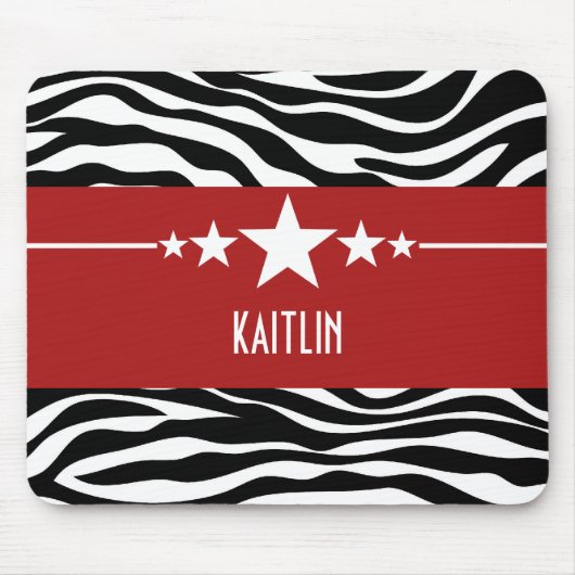Red Sassy Star Zebra Mousepad (Vorne)