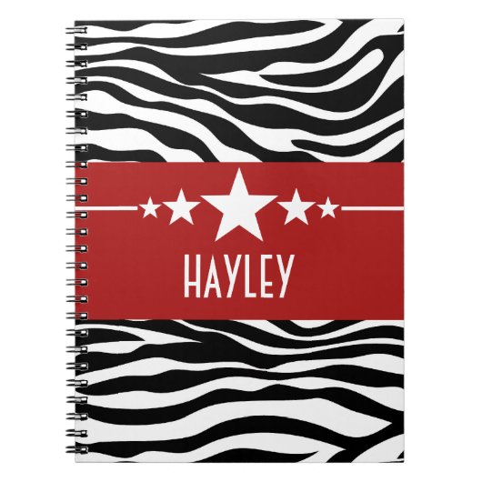 Red Sassy Star Zebra Notebook Notizblock (Vorderseite)