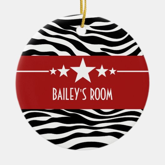 Red Sassy Star Zebra Ornament (Vorne)