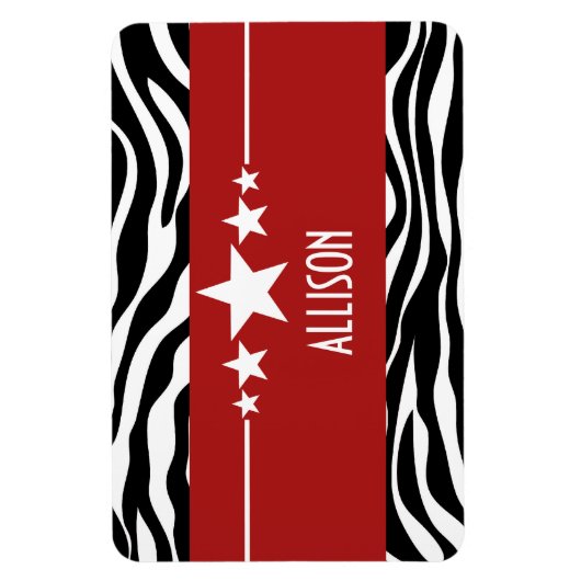 Red Sassy Star Zebra Premium Magnet (Vertikal)