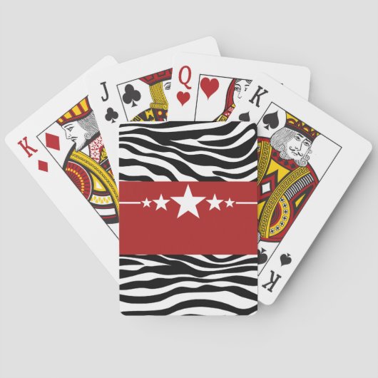 Red Sassy Star Zebra Spielkarten (Rückseite)