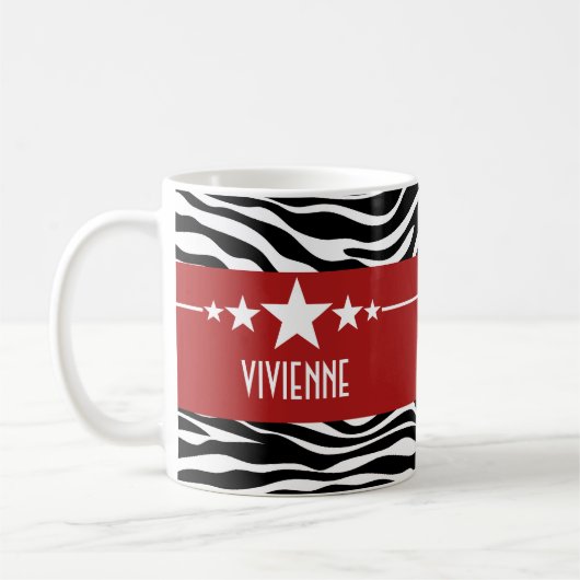 Red Sassy Star Zebra Tasse (Links)