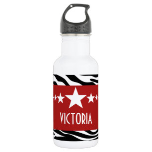 Red Sassy Star Zebra Trinkflasche