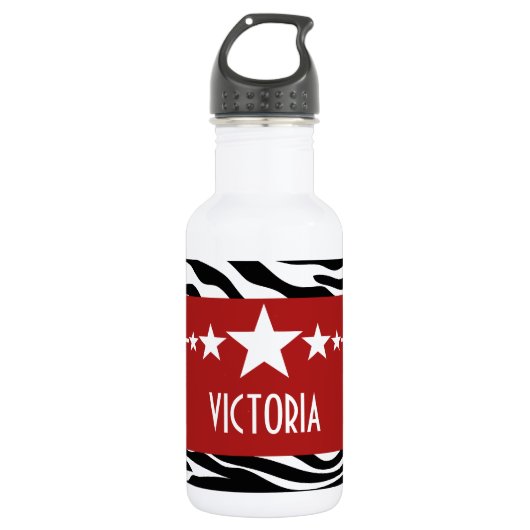 Red Sassy Star Zebra Trinkflasche (Vorderseite)