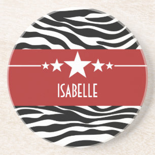 Red Sassy Star Zebra Untersetzer