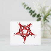 Red Satanic Gepunktet Pentagram Postkarte (Stehend Vorderseite)