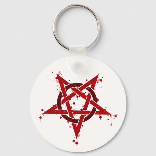 Red Satanic Gepunktet Pentagram Schlüsselanhänger (Vorderseite)