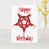Red Satanic Gepunktet Pentagramm Geburtstag Karte (Gelbe Blume)