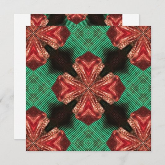 Red Satin Bow Green Crisscross Ribbon Design Dankeskarte (Vorne/Hinten)