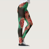 Red Satin Bow Green Crisscross Ribbon Design Leggings (Rechts)