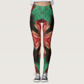 Red Satin Bow Green Crisscross Ribbon Design Leggings (Vorderseite)
