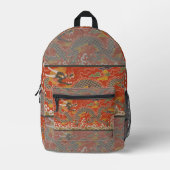 Red Satin Brocade mit Cloud-chinesischem Drachen Bedruckter Rucksack (Vorderseite)