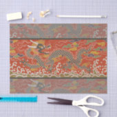 Red Satin Brocade mit Cloud-chinesischem Drachen Seidenpapier (Handwerk)