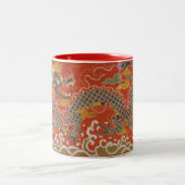 Red Satin Brocade mit Cloud-chinesischem Drachen Zweifarbige Tasse (Mittel)