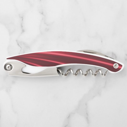 RED SATIN CUSTOMIZABLE CORKSCREW KELLNERMESSER (Vorderseite)
