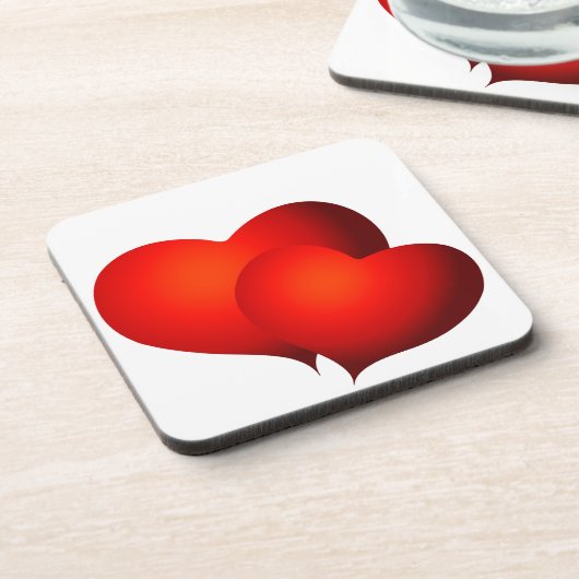 Red Satin Hearts Untersetzer (Linke Seite)